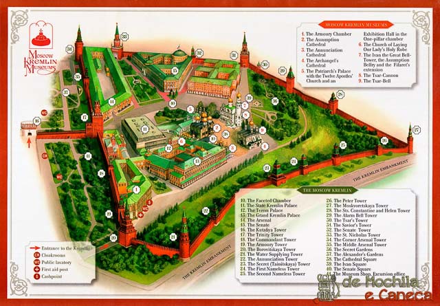 Mapa do Kremlin de Moscou